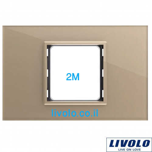 מסגרת ומתאם 2 מודול מלבני זכוכית זהב LIVOLO VL-P9E-2A